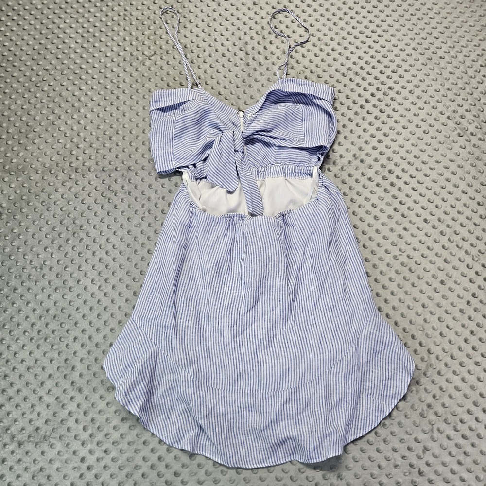 Karina Grimaldi Blue Striped Summer Linen Dress Sz. M - Picture 6 of 12